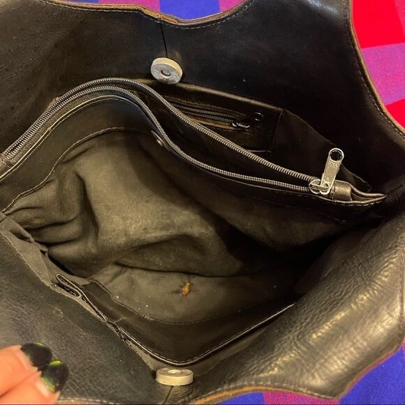 ALDO Black Brown Leather Embossed VTG Purse Handbag - Picture 5 of 14